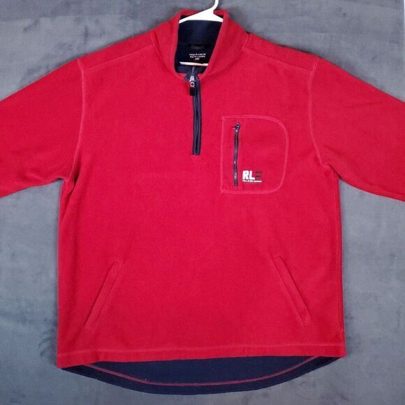 Vtg 90s Polo Ralph Lauren 1/4 Zip Fleece Men's Size XL Red Long Sleeve Nautical - Picture 5 of 9